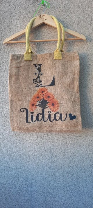 Bolso en yute  personalizado con girasoles