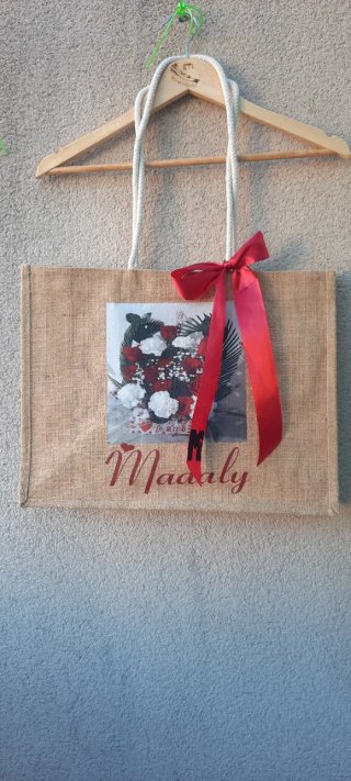 Bolso en yute  personalizado con girasoles