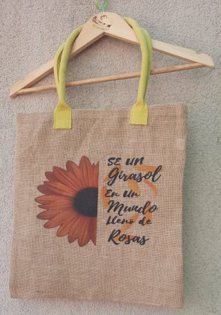 Bolso en yute  personalizado con girasoles