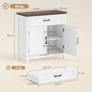 Credenza Moderna Rustico con Ripiano Regolabile, S