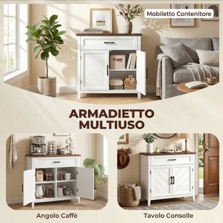Credenza Moderna Rustico con Ripiano Regolabile, S