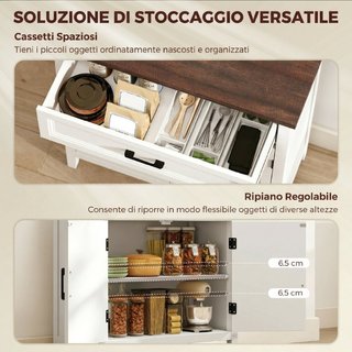 Credenza Moderna Rustico con Ripiano Regolabile, S