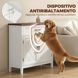 Credenza Moderna Rustico con Ripiano Regolabile, S