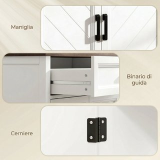 Credenza Moderna Rustico con Ripiano Regolabile, S