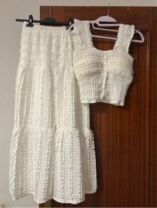 Conjunto Top y Falda Ibicenco Blanco