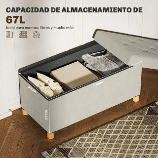 Baúl de Almacenaje Beige banco dormitorio pie cama