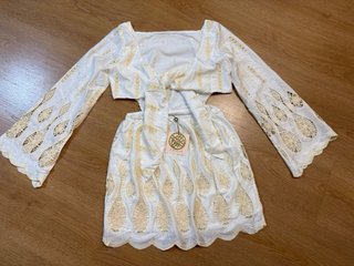 Vestido Fetiche Suances blanco y beige nuevo