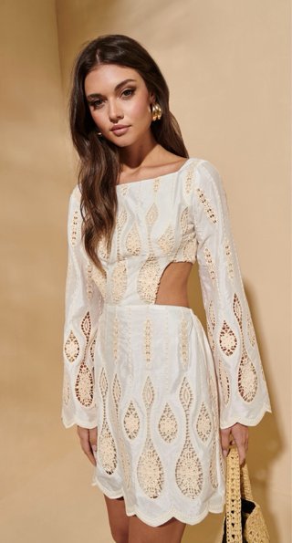 Vestido Fetiche Suances blanco y beige nuevo