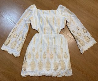 Vestido Fetiche Suances blanco y beige nuevo