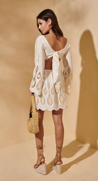 Vestido Fetiche Suances blanco y beige nuevo