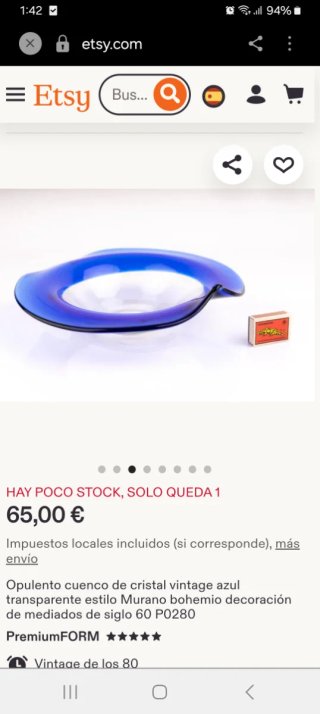 Cuenco Vintage Murano Azul