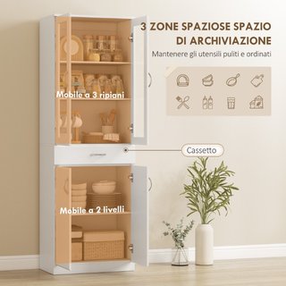 Credenza Cucina con 2 Armadietti e un Cassetto, Me