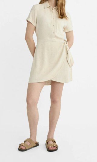 Vestido camisero corto lino Stradivarius