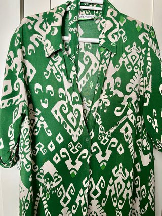 Vestido Zara Estampado Verde Talla XXL