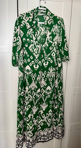 Vestido Zara Estampado Verde Talla XXL