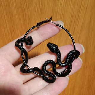Pendientes Aro Serpiente Negros