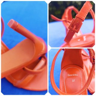 Sandalias tacón Bershka naranja talla 37
