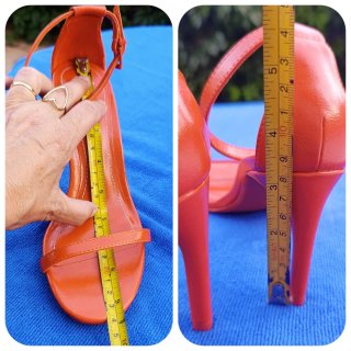 Sandalias tacón Bershka naranja talla 37
