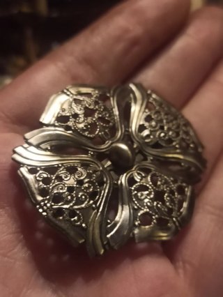 Broche vintage calado filigrana plata