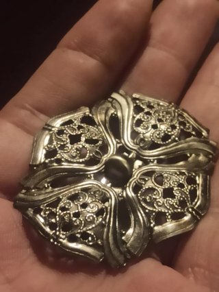 Broche vintage calado filigrana plata