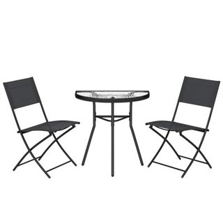 Outsunny Set Mobili da Esterno 3 Pezzi Pieghevoli,