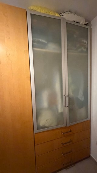 Armario modular 3 piezas madera y cristal