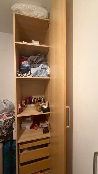 Armario modular 3 piezas madera y cristal
