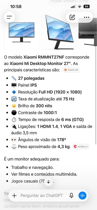 Monitor Xiaomi RMMNT27NF Preto