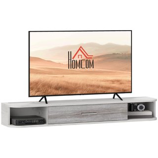 Mobile TV Sospeso in Legno con 2 Ripiani Aperti e