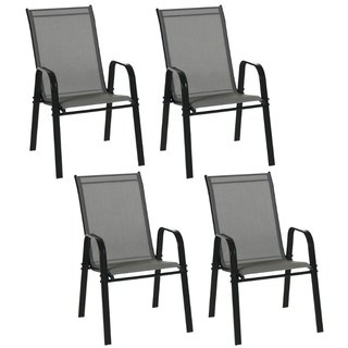 Set 4 Sedie da Giardino Impilabili e Salvaspazio c