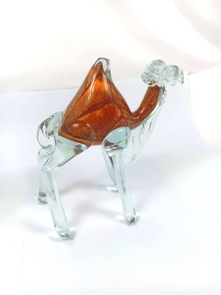Statua Cammello Vetro Soffiato Marrone Scultura