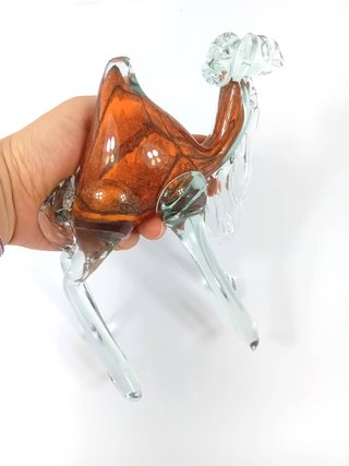 Statua Cammello Vetro Soffiato Marrone Scultura