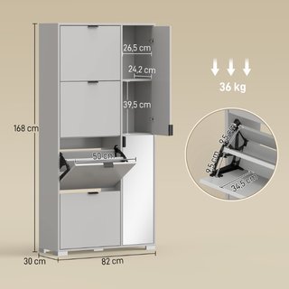 Scarpiera con Specchio, 4 Cassetti Ribalta, Scarpi