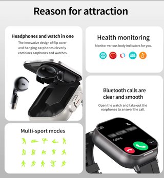 Smartwatch 2 en 1 con Auriculares