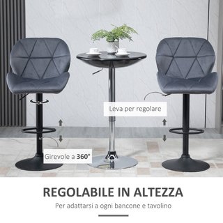 Set 2 Sgabelli da Bar con Altezza Regolabile Base