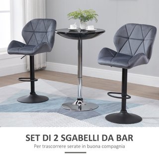 Set 2 Sgabelli da Bar con Altezza Regolabile Base