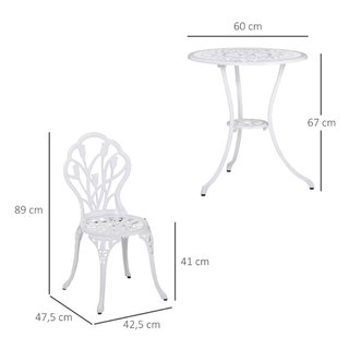 Set da Giardino 3 Pezzi in Alluminio con 2 Sedie 4