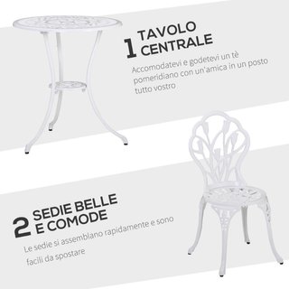 Set da Giardino 3 Pezzi in Alluminio con 2 Sedie 4