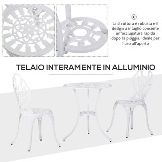 Set da Giardino 3 Pezzi in Alluminio con 2 Sedie 4