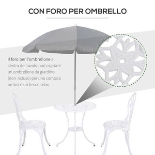 Set da Giardino 3 Pezzi in Alluminio con 2 Sedie 4
