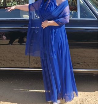 Vestido largo azul para boda