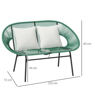 Divano da Giardino 2 Posti in Rattan PE e Acciaio