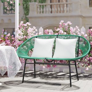 Divano da Giardino 2 Posti in Rattan PE e Acciaio