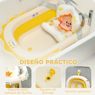 Bañera Plegable Bebé con Cojín León compacta