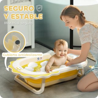 Bañera Plegable Bebé con Cojín León compacta
