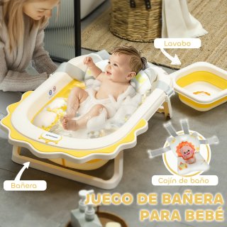 Bañera Plegable Bebé con Cojín León compacta