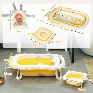 Bañera Plegable Bebé con Cojín León compacta