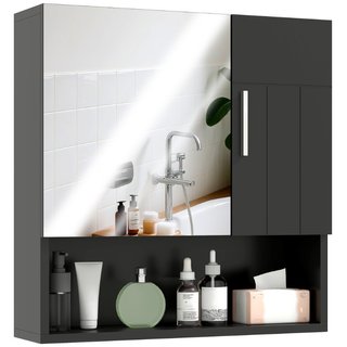 Armadietto Specchiera Bagno in Legno con Mensole R