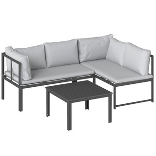 Set da Giardino 3pz con Divano Angolare 4 Posti e