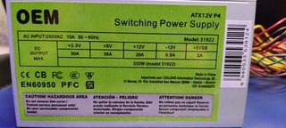 Fuente Alimentación OEM 550W ATX12V P4